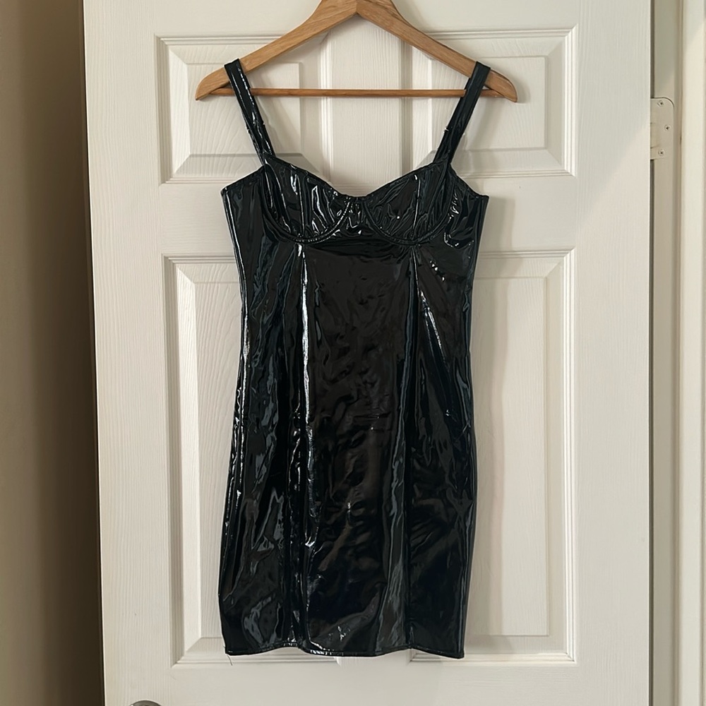 black faux leather/latex dress